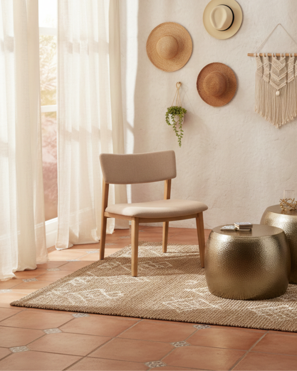 POISE - GHẾ BÀNH - GỖ SỒI TỰ NHIÊN/ RAW OAK - VẢI SỢI/ FABRIC ASA MOMO