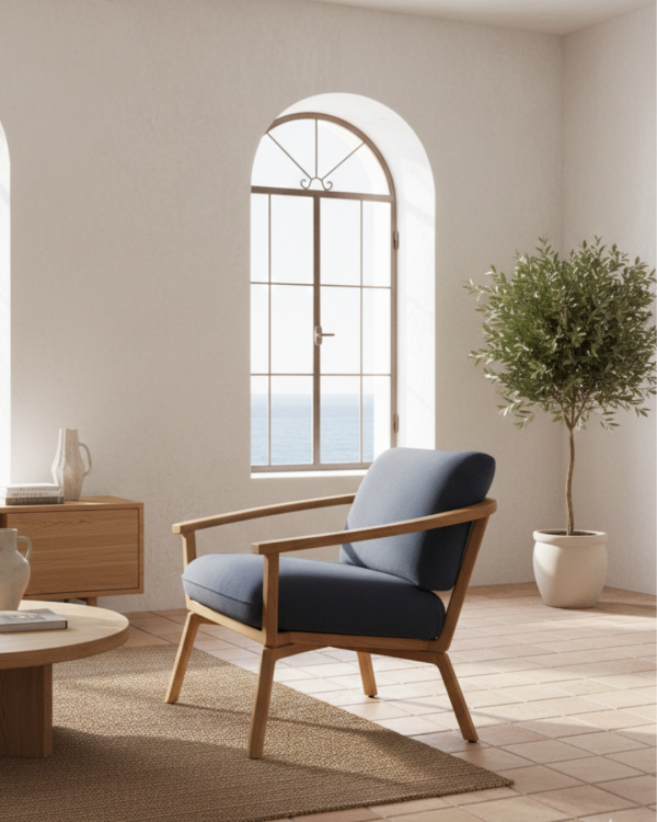 SENSU - GHẾ BÀNH - GỖ SỒI TỰ NHIÊN/ RAW OAK - BỌC VẢI/ FABRIC ASA INK